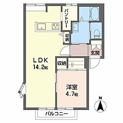 プレステージ溝口A 1LDKの間取図画像