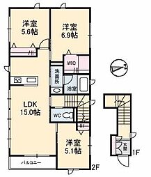 フェリーチャ 3LDKの間取図画像