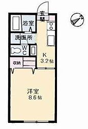 グリーンハイツ 1Kの間取図画像