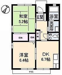 ヴェルジュB 2DKの間取図画像