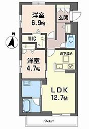 アインス 2LDKの間取図画像