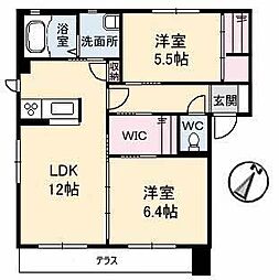 ブラン・ペーシュ 2LDKの間取図画像