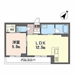 Heroic 1LDKの間取図画像