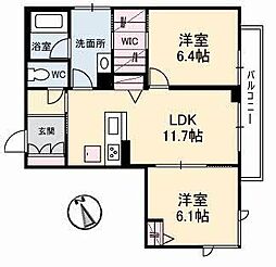 ファボーレ神田 2LDKの間取図画像