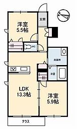ぷらんどーる 2LDKの間取図画像