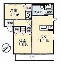 グラスガーデンA 2LDKの間取図画像