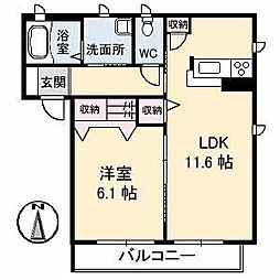 プログレスC 1LDKの間取図画像