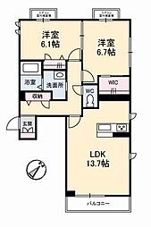 アモーレレジデンス 2LDKの間取図画像