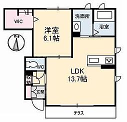 ウェランガB 1LDKの間取図画像