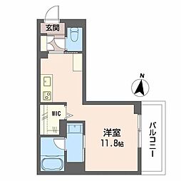インセプション ワンルームの間取図画像