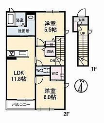 ベルプラージ 2LDKの間取図画像