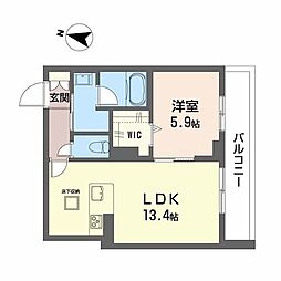 竹仲屋 1LDKの間取図画像