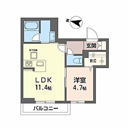 竹仲屋 1LDKの間取図画像