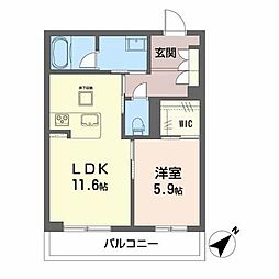 シャーメゾンテラス A棟 1LDKの間取図画像