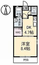 メゾン・エクランタンC 1DKの間取図画像