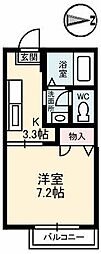 アルカディア1 1Kの間取図画像