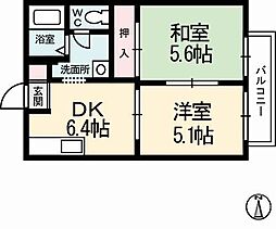 ジュネスルミエールD 2DKの間取図画像