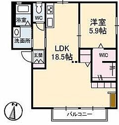 シャンドフルールA 1LDKの間取図画像