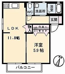 テンダーヴィラA 1LDKの間取図画像