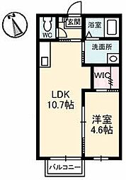ルミエール西川津 1LDKの間取図画像