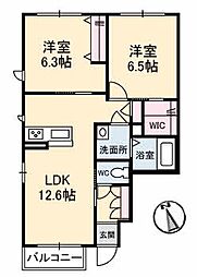 ハイツ天神 2LDKの間取図画像