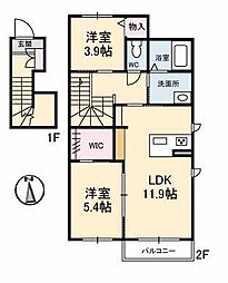 Gardens天神 2LDKの間取図画像