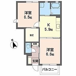 シャーメゾン大山 2Kの間取図画像