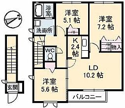 ブランドールユーA 3LDKの間取図画像