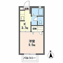 インペリアルB 1Kの間取図画像