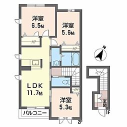 グリーンヒルズD 3LDKの間取図画像