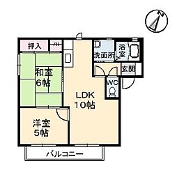 パサージュ　Ａ棟 2階2LDKの間取り