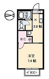 サンシャイン引野 1階1Kの間取り
