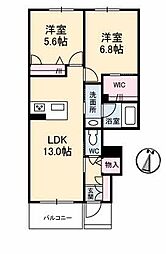 シャーメゾンソレイユ 2LDKの間取図画像
