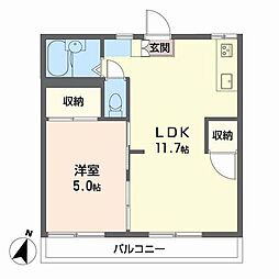 エステート浜前 1LDKの間取図画像