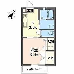 グリーン・ルーフ沖野上 1Kの間取図画像