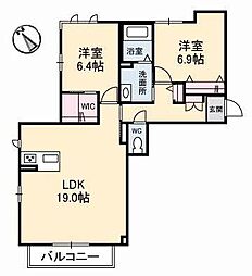 グランベレオ引野 2LDKの間取図画像