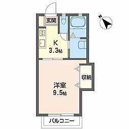アメニックス福山十一番館 1Kの間取図画像