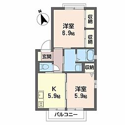 アメニックス福山七番館 2Kの間取図画像
