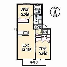 虹A 2LDKの間取図画像