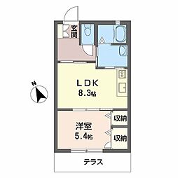 サンリバー西新涯弐番館 1LDKの間取図画像