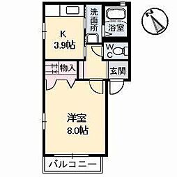 マウナスター 1Kの間取図画像