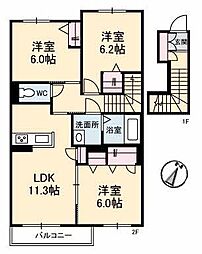 もみじコートA棟 3LDKの間取図画像