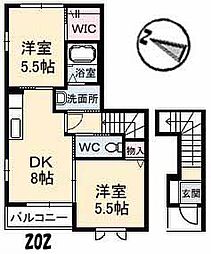 プチメゾン・B 2DKの間取図画像