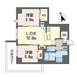 ラヴェール横川 6階2LDKの間取り