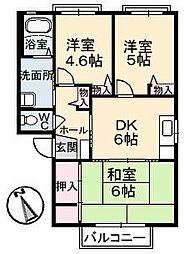 イーストパークD棟 3DKの間取図画像