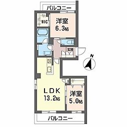Azure東雲 2LDKの間取図画像