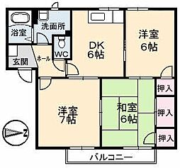 レクサス海田 3DKの間取図画像