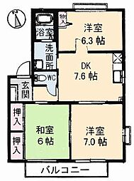 ファミリア坂1 3DKの間取図画像