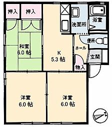 ブルックナー洋光台 3Kの間取図画像