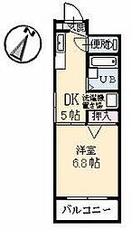 パークツインズB 1DKの間取図画像